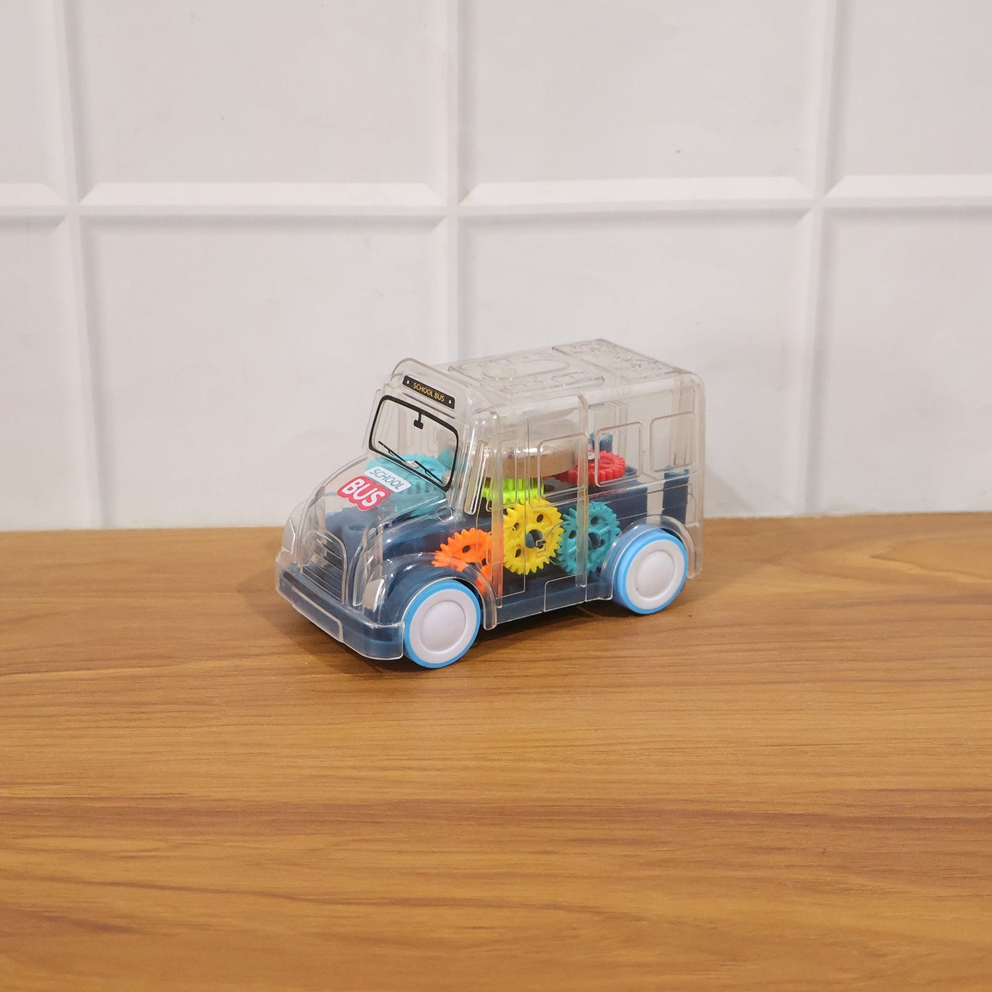 transparent toy bus with sound