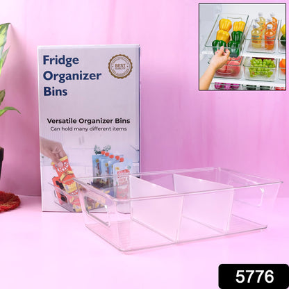 Plastic Refrigerator Organizer Bins, 1 Stackable Fridge Organizers with Handle, Clear Organizing Food Fruit Vegetables Pantry Storage Bins for Freezer kitchen Cabinet Organization and Storage (1 Pc Mix Color)