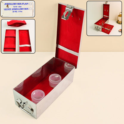Premium stainless steel velvet-lined jewellery box with lock and red interior India