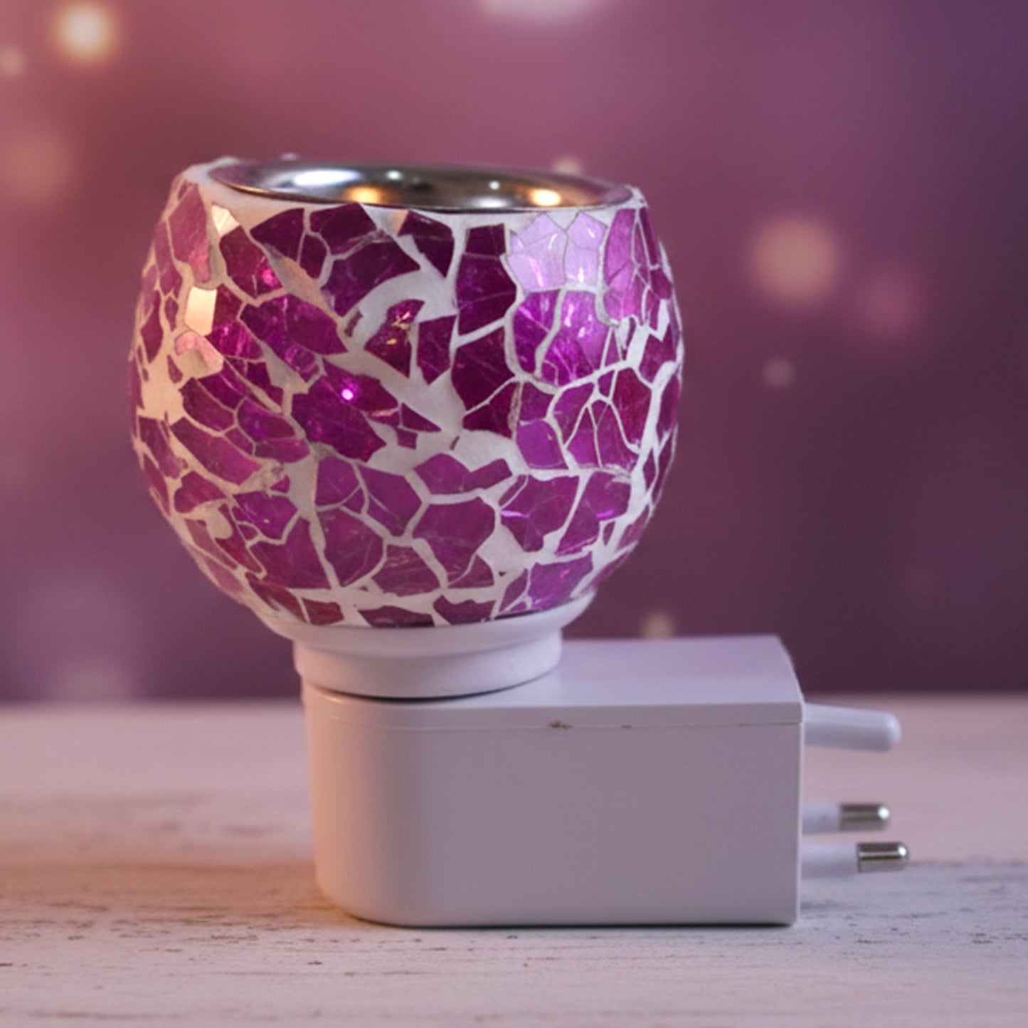 Premium Kapoor Dani Plug-In Mosaic Glass Aroma Diffuser & Night Lamp (1 Pc)
