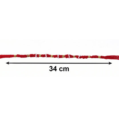 Handmade Red Bracelet Rakhi with White Beads (1 Pc)