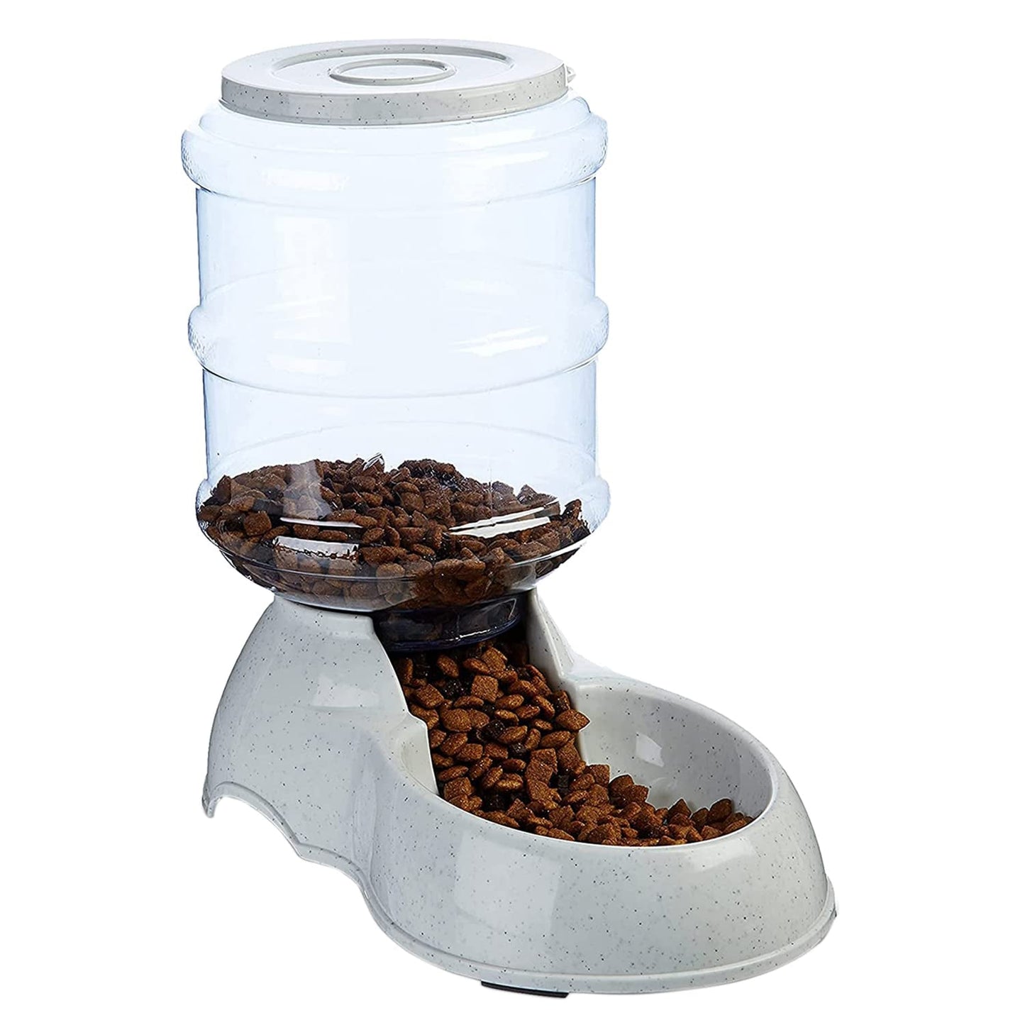 White automatic gravity feeder for pets – keeps dry food fresh and always available