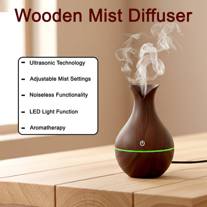  Mini Wooden Vase Pot Diffuser Mist Humidifier - scale