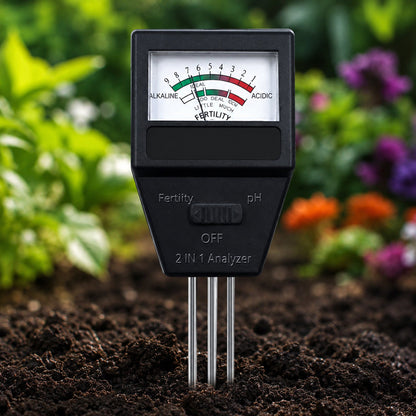 2 in 1 Soil Meter main image probe inserted in garden soil