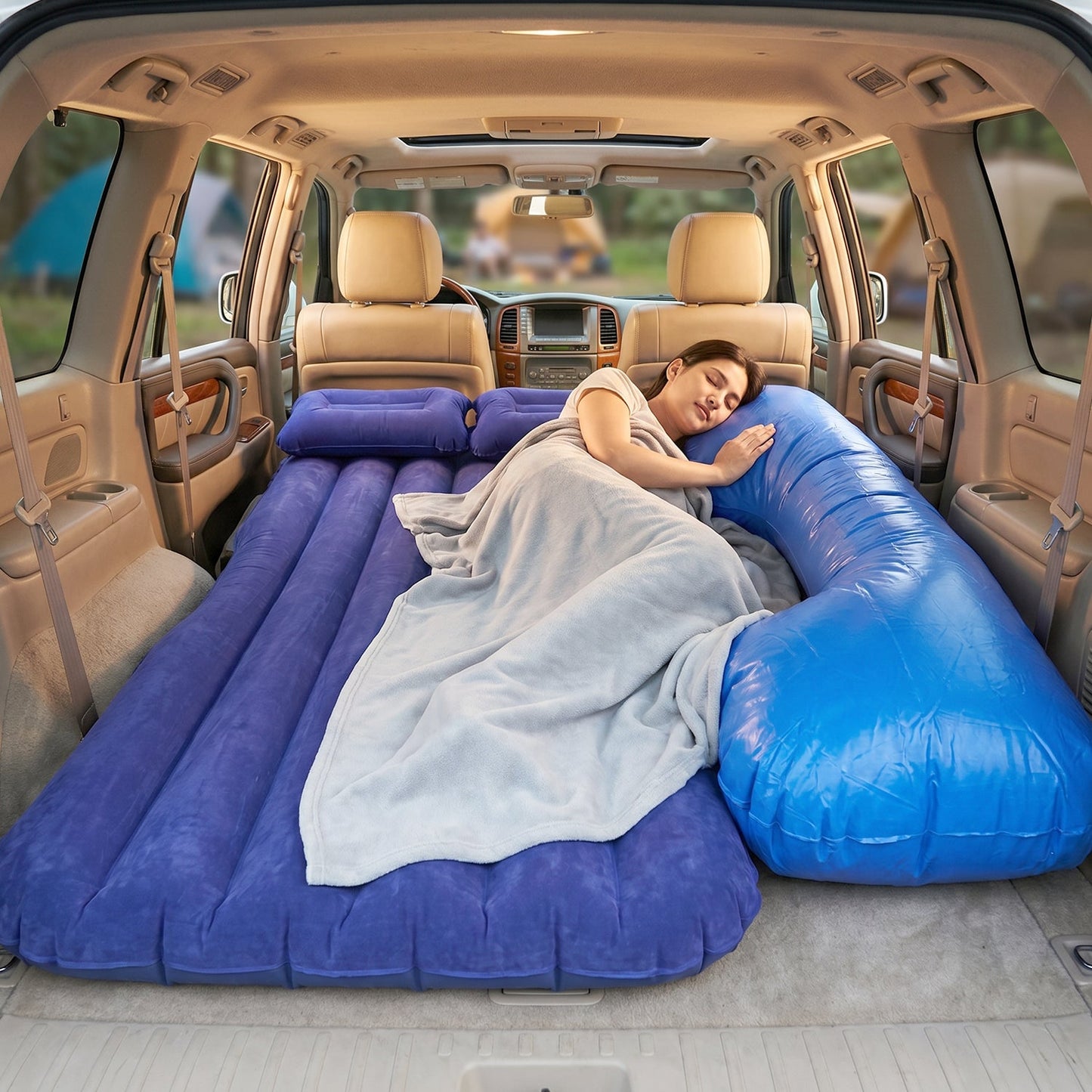 Car Air Mattress Lifestyle - Couple Relaxing in SUV
