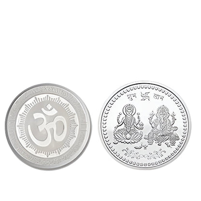 Close-up of Goddess Lakshmi design on Pooja Coin
