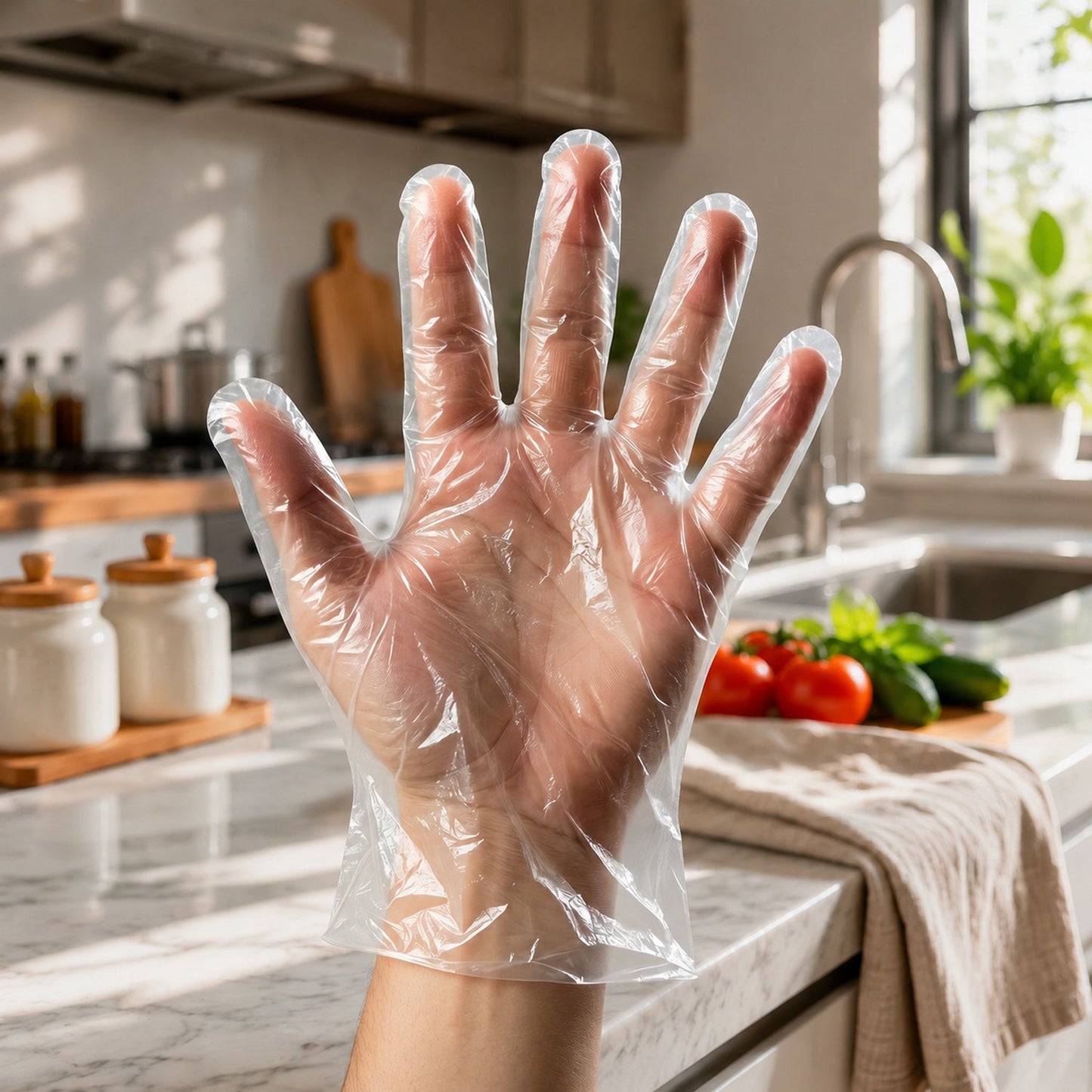 Disposable Clear Plastic Gloves (100  Pc, Medium)