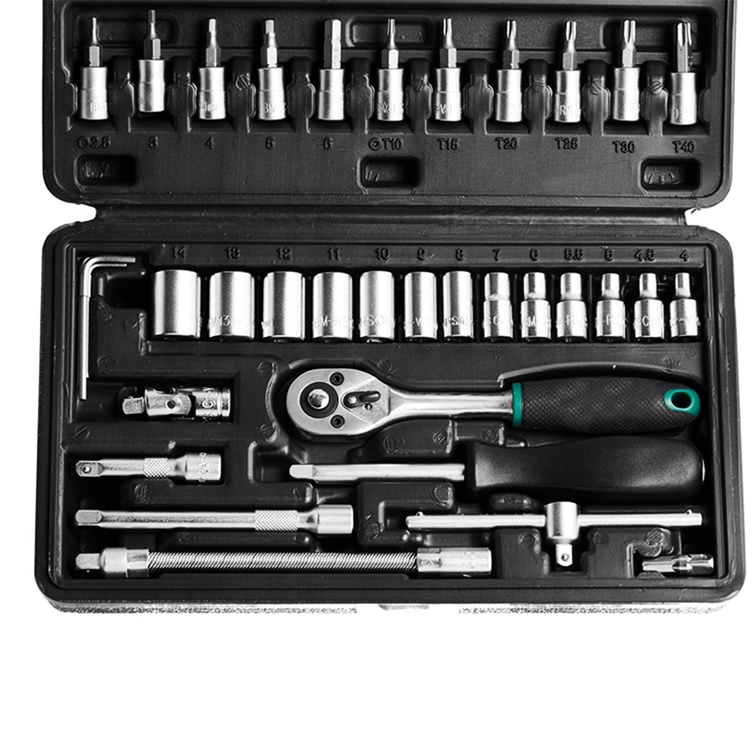  46pcs Metal Socket Set (Black, 46pcs) - packaging shot