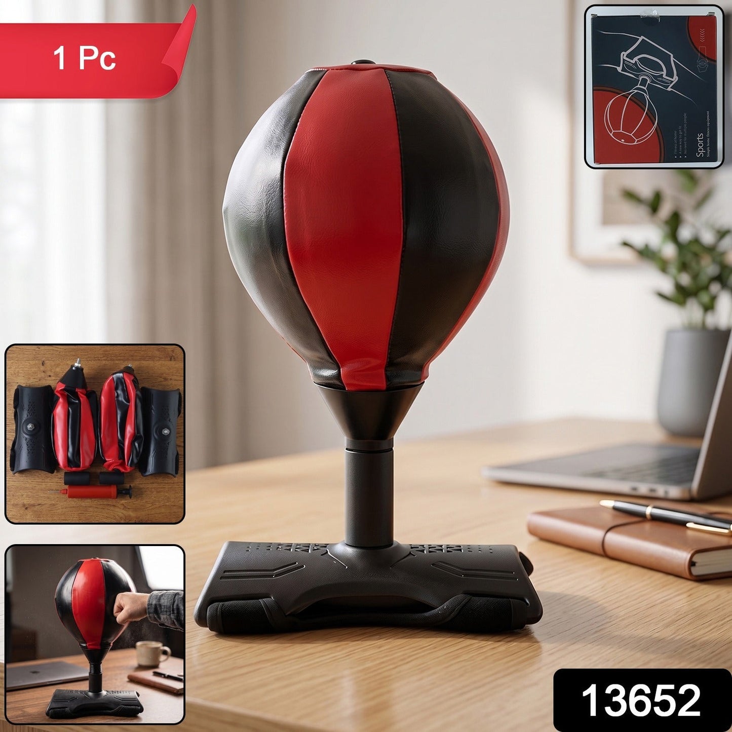 Portable B-Grade Inflatable Punching Bag with Air Pump (1 Pc)