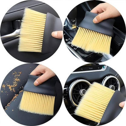 Car Cleaning Kit Combo – Long Retractable Car Duster, Mini Interior Clean Soft Brush, Multipurpose AC Vent Cleaner Brush & 40x30 cm Microfiber Cloth – Complete Car Cleaning Set (Pack of 4)