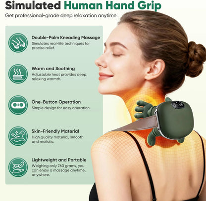 Rechargeable Electric Neck & Shoulder Massager with Heat – 3D Deep Tissue Kneading Belt with Adjustable Straps for Back, Legs & Full-Body Stress Relief