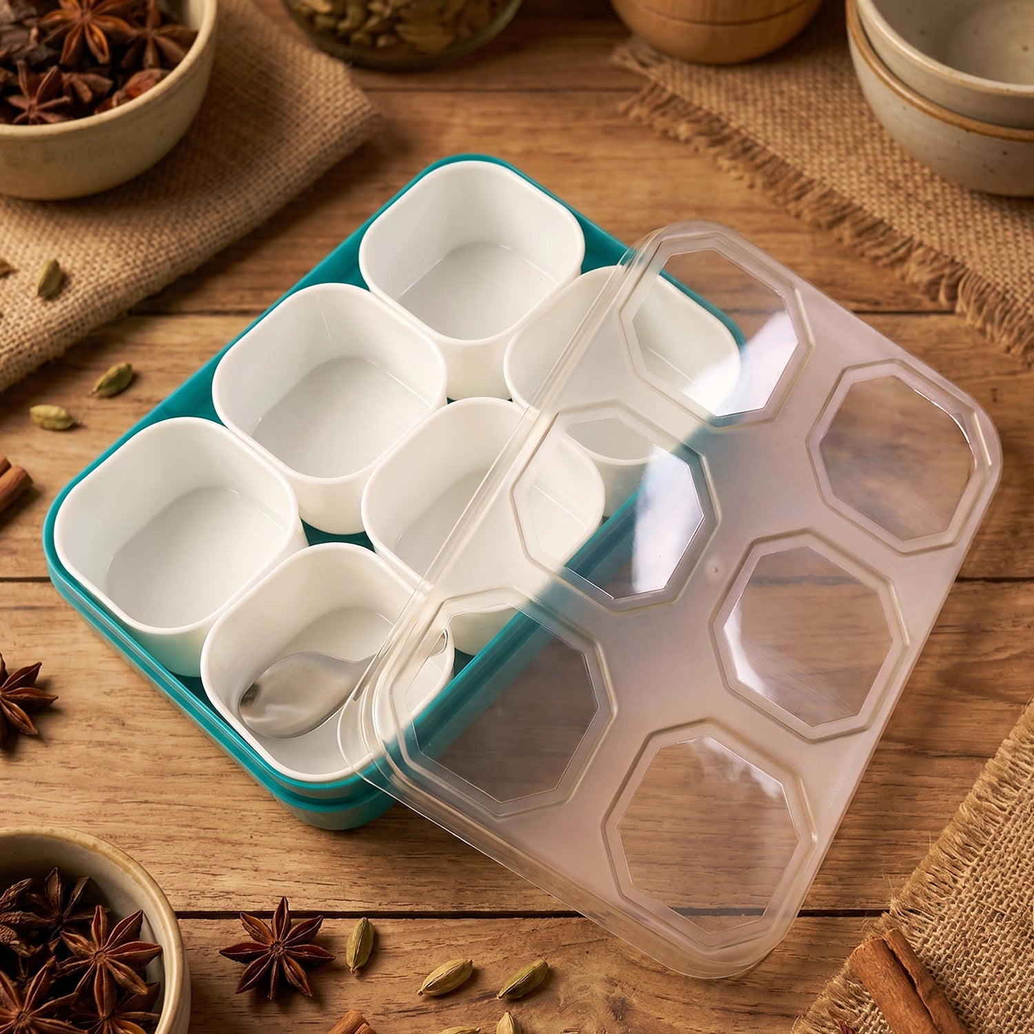 kitchen spice organizer box with 6 compartments