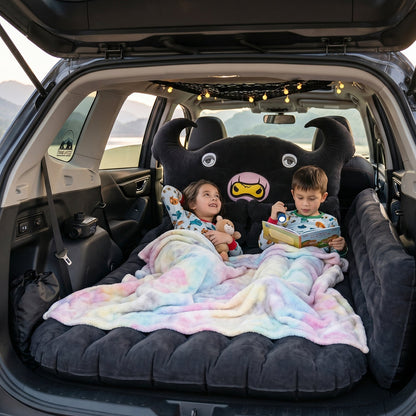 Car Air Mattress with Black Monster Pillow and Cushions for Kids and Adults (1 Set)