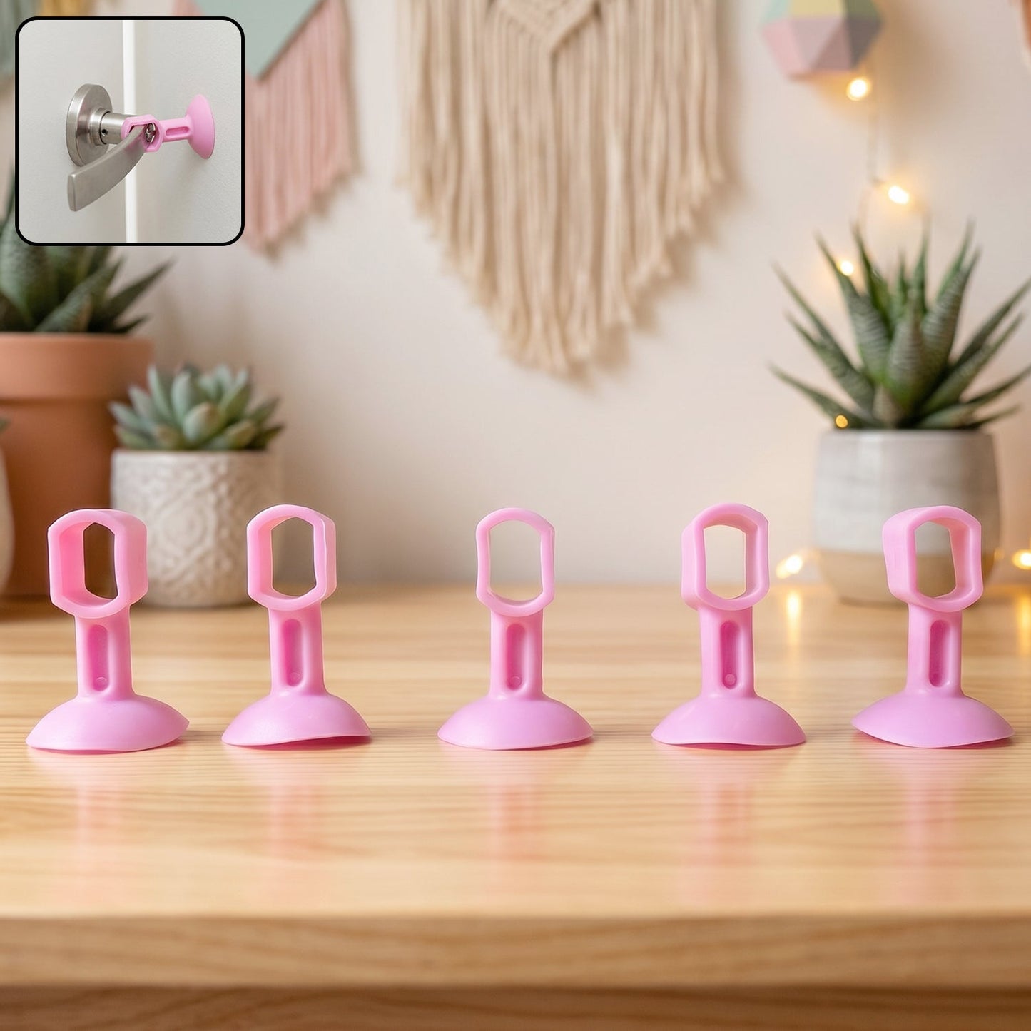 Silicone Door Stopper Suction Door Holder Anti Collision Door Handle Stopper (5 Pc)