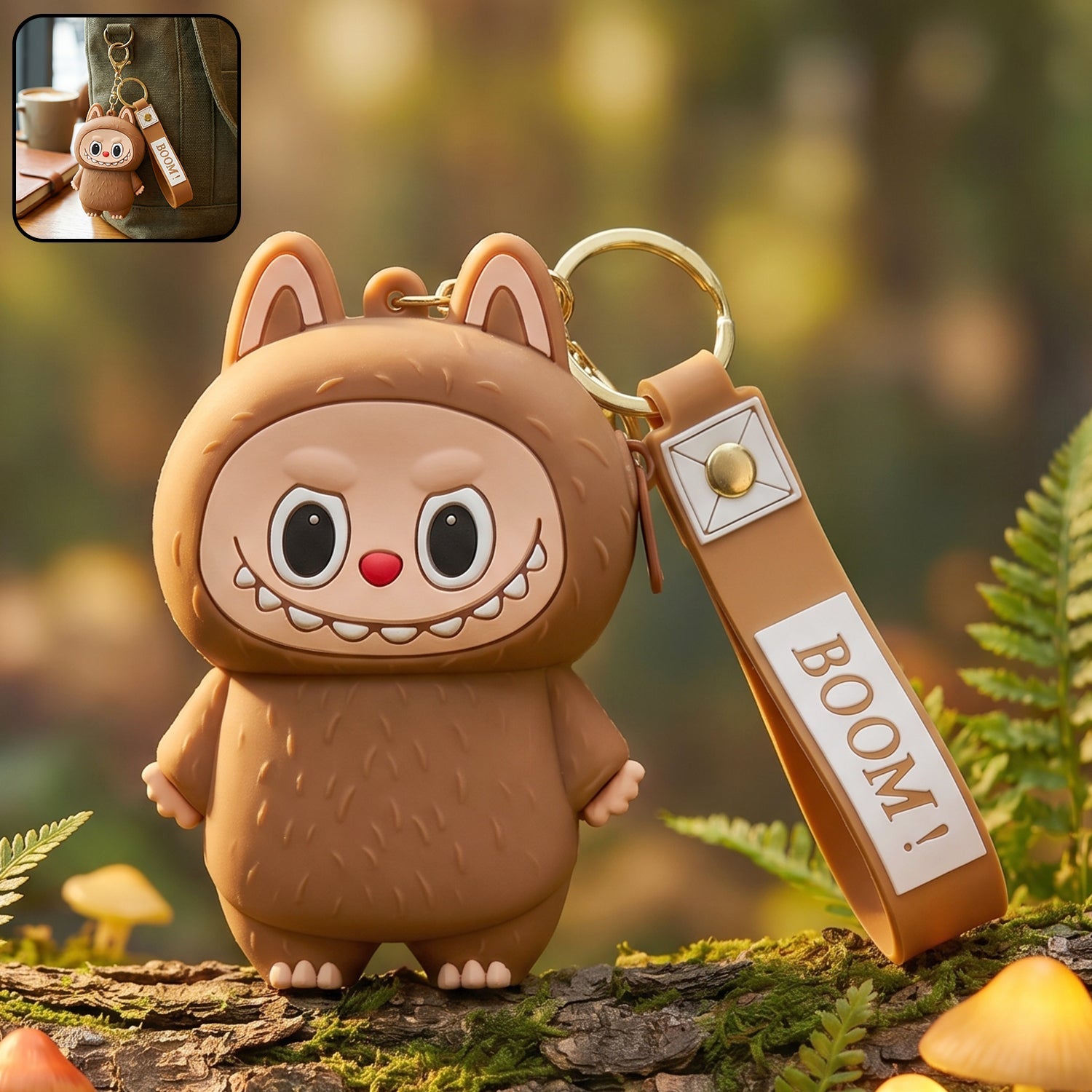 cute cartoon silicone mini pouch keychain with strap