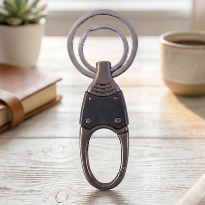 Premium Dual Ring Metal Key Holder with Rotating Swivel (1 Pc)