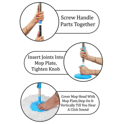 Apex Magic Spin Mop Cleaning Set with Dual Chamber Bucket & Wheels