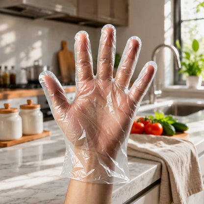 Disposable Medium Plastic Gloves (100 Pc)