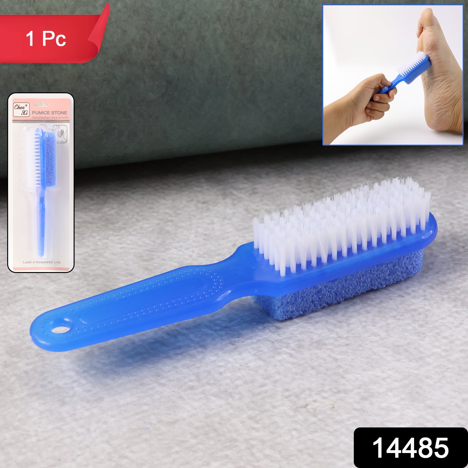 2-in-1 Foot Scrubber Brush With Pumice Stone