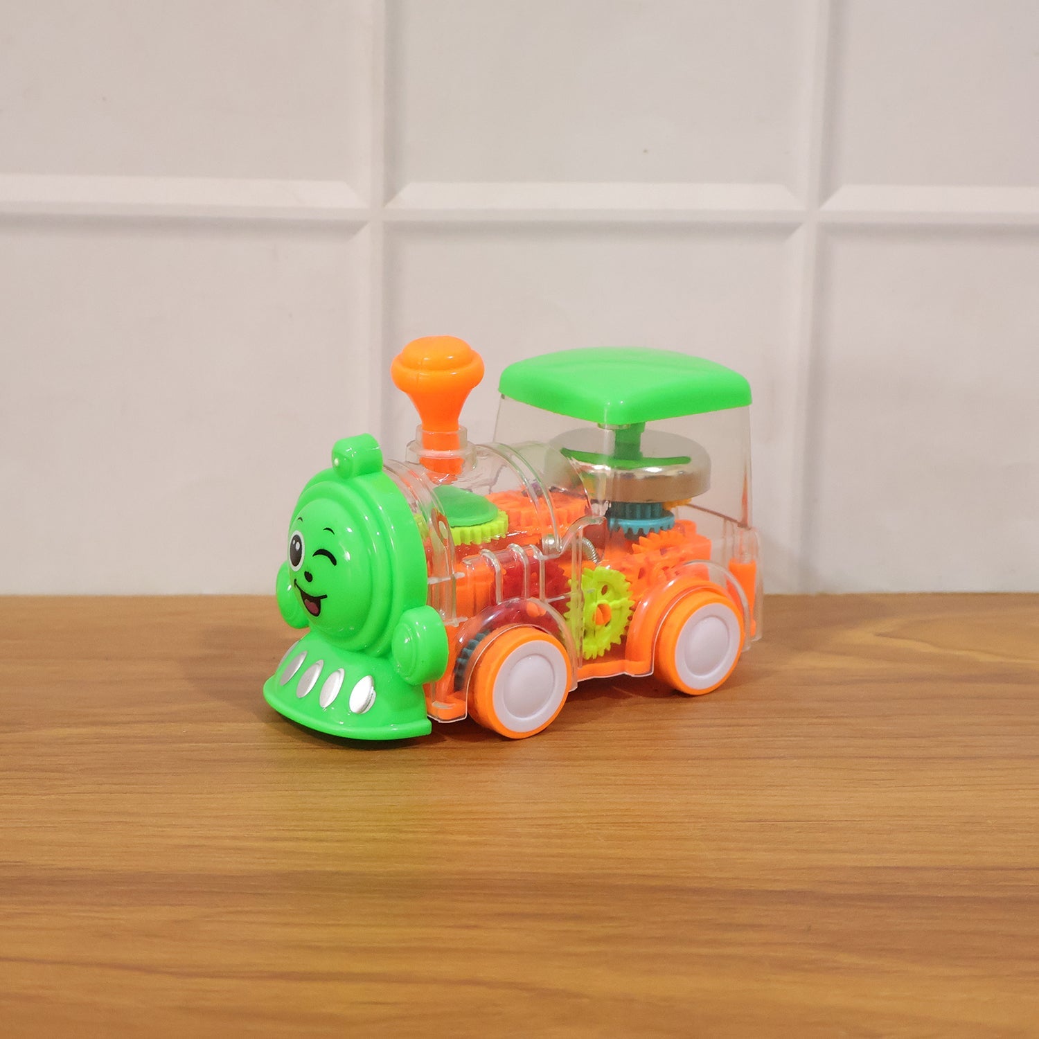 transparent toy train with sound