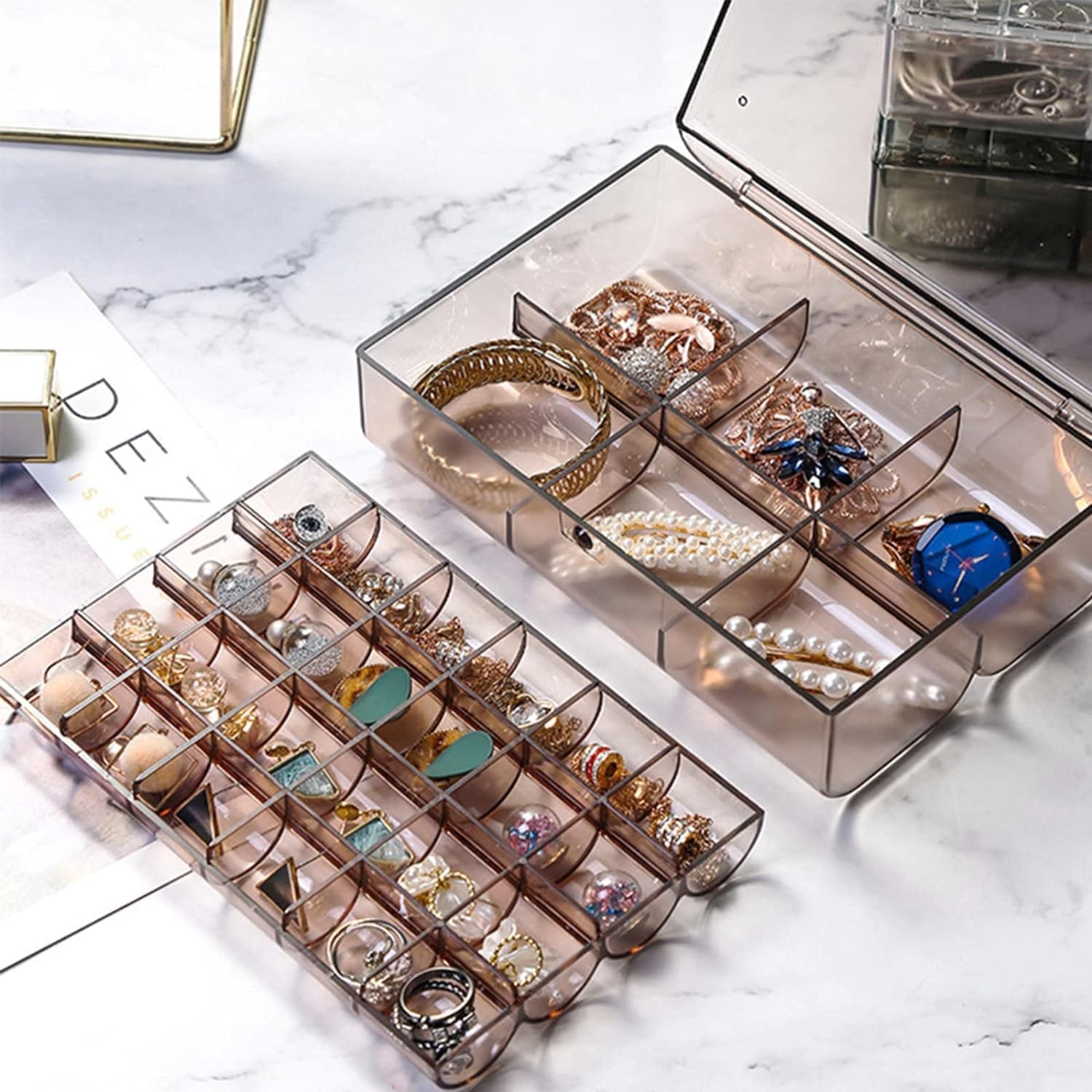 Dustproof acrylic jewellery case 2 layers for earrings and small accessories India