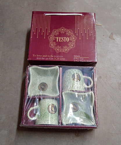  Ceramic Tea Cups Mug Set with Snacks 4 Pcs - specs detail shot