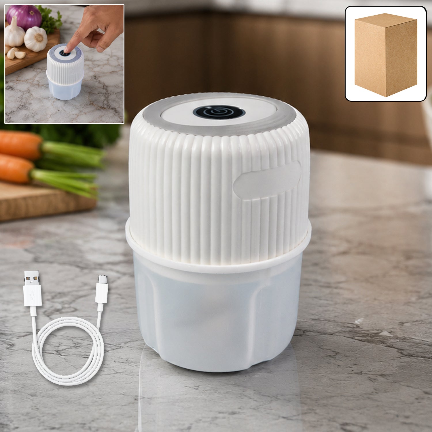 USB Rechargeable Mini Garlic Chopper Crusher 300 Ml