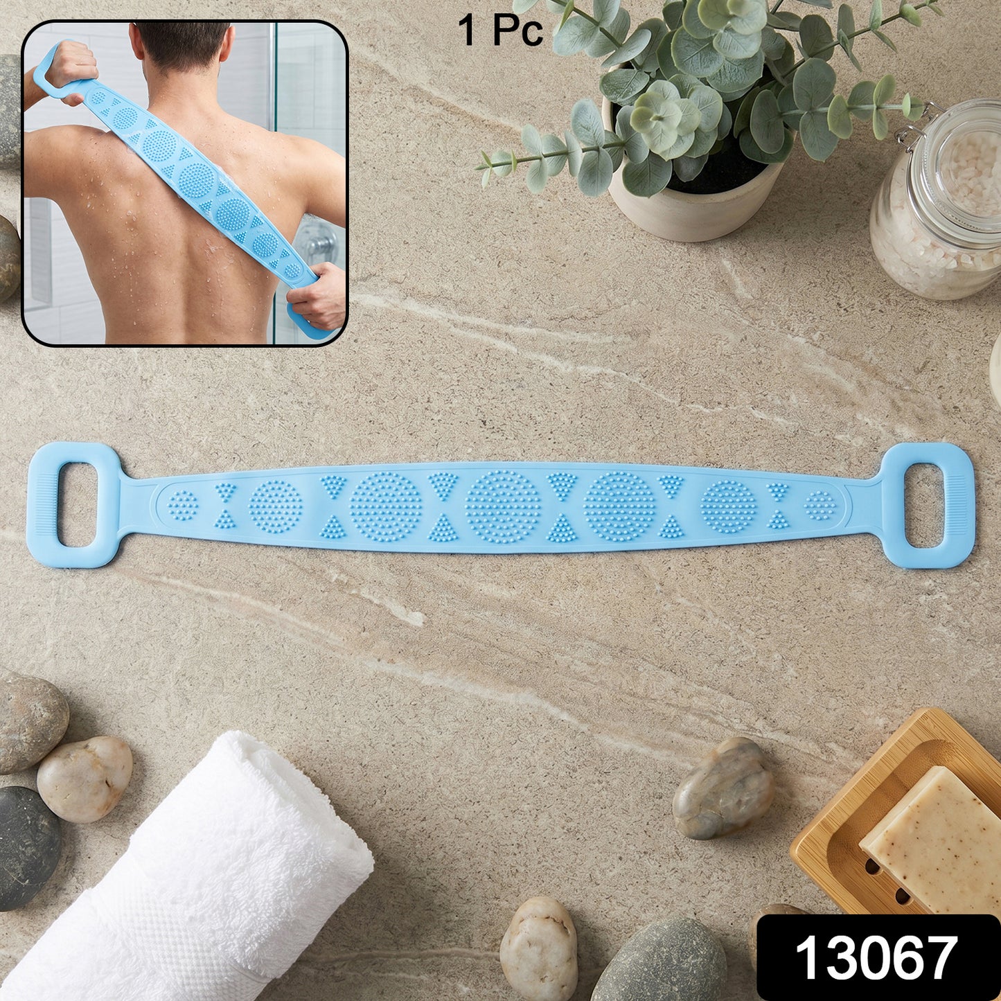 Long Silicone Body Back Scrubber Belt For Bath (1 Pc)